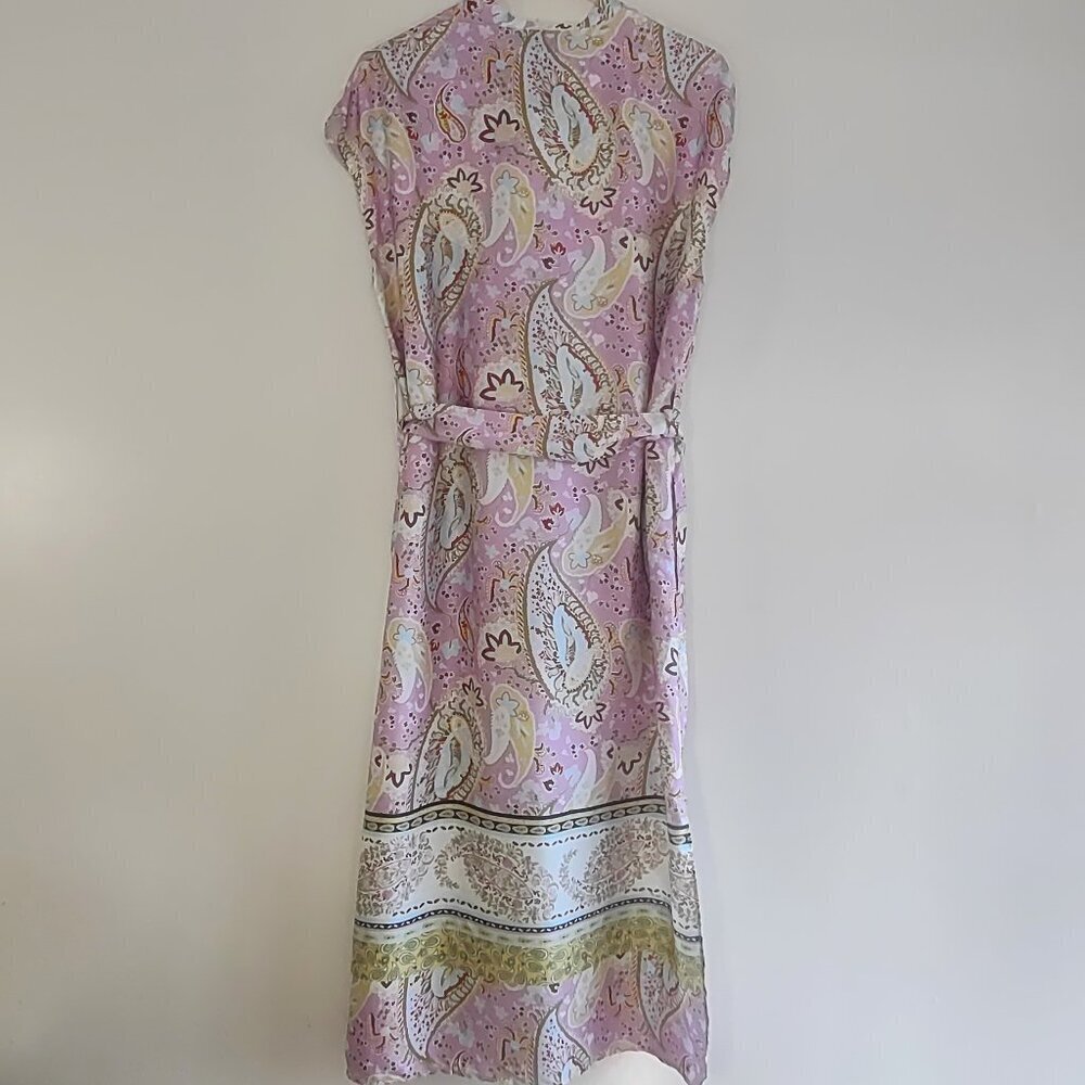 ZARA Floral Paisley Satin Tunic Dress Sz Small Boho Euro Summer Travel Resort - Picture 6 of 12